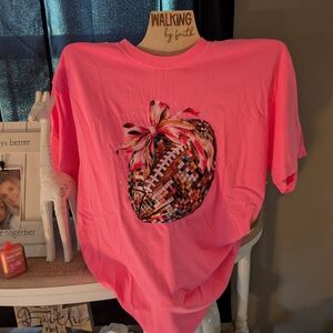 Comfort Colors Bright Pink Football Graphic Tee